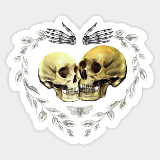 Heart eternal Lovers skeletons, lovers, cool skulls, bones, Human anatomy,romance skull, bones Sticker